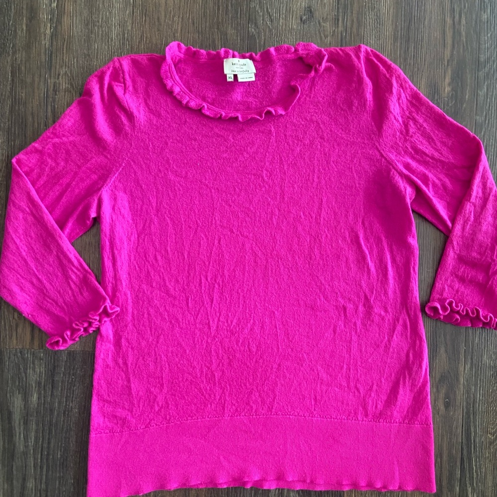 Kate Spade Hot Pink Ruffle Sweater